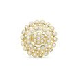 Bhavmayi Gold Plated Traditional Circullar Pearl & Emerald Green Gemstone Statement Jadau Ring