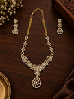 Bhavmayi Golden Crystal Necklace & Matching Drop Earrings Set
