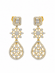 Bhavmayi Golden Crystal Necklace & Matching Drop Earrings Set