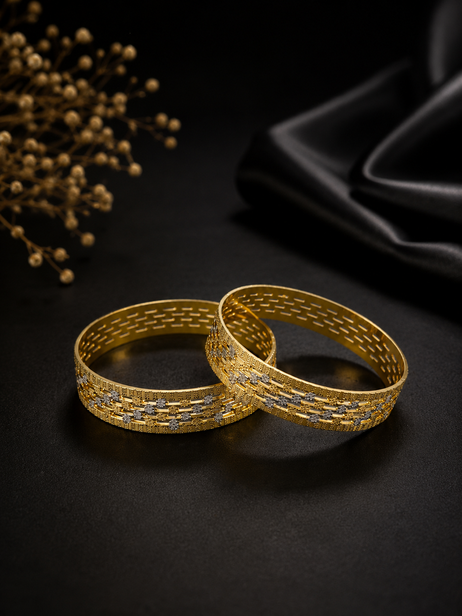 Bhavmayi Golden Lattice Elegance Bangle Set