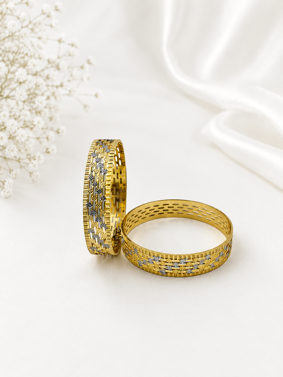 Bhavmayi Golden Lattice Elegance Bangle Set