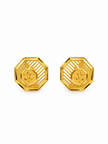 Bhavmayi Golden Octagonal Floral Pendant Necklace & Earrings Set
