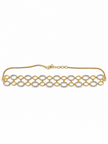 Bhavmayi Golden Oval Crystal Necklace & Earrings Set