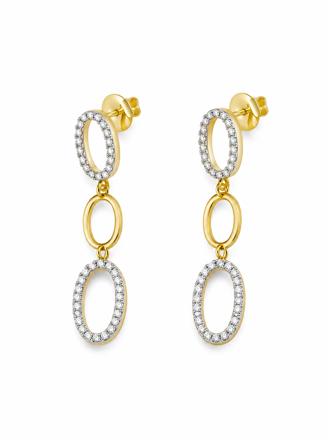 Bhavmayi Golden Oval Crystal Necklace & Earrings Set