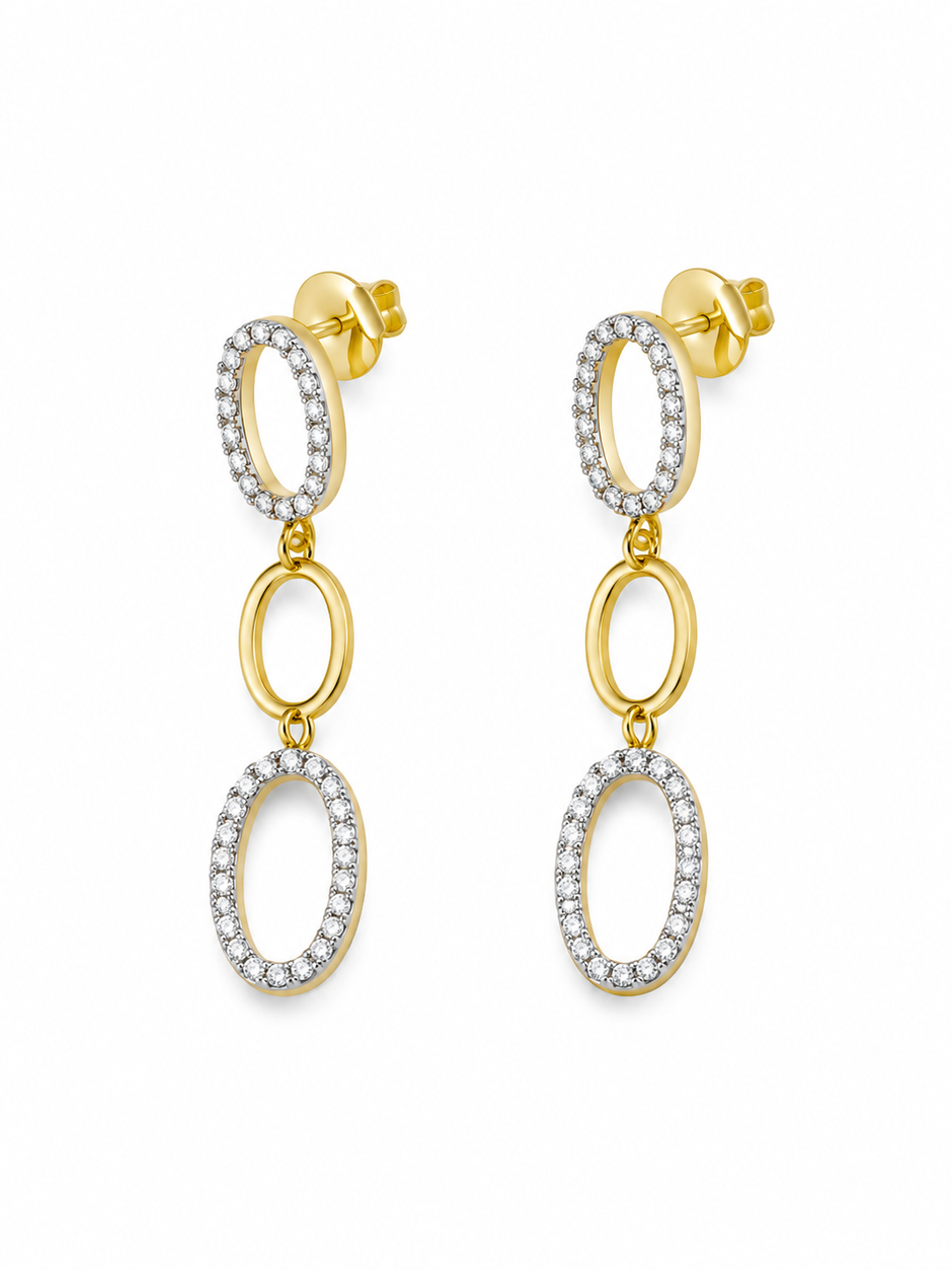 Bhavmayi Golden Oval Crystal Necklace & Earrings Set