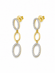 Bhavmayi Golden Oval Crystal Necklace & Earrings Set