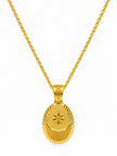 Bhavmayi Golden Oval Floral Pendant Necklace & Stud Earrings Set