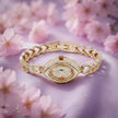 Bhavmayi Elegant Rose Gold Marquise Jewellery Bracelet Watch with Sparkling Crystal Heart Link Design. 
