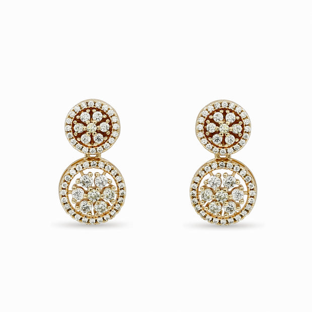 Bhavmayi Rose Gold Sparkling Cubic Zirconia Cluster Dangle Drop Earrings