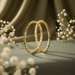 Bhavmayi Multi-Color Ruby Red & Emerald Green Stone-Studded Gold Finish Bangle Set