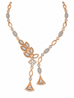 Bhavmayi Rose Gold Leaf Motif Necklace Set with Drop Earrings