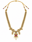 Bhavmayi Ruby Green Stone Pearl Drop Necklace Set