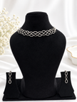 Bhavmayi Silver-Tone Crystal Link Necklace & Earrings Set