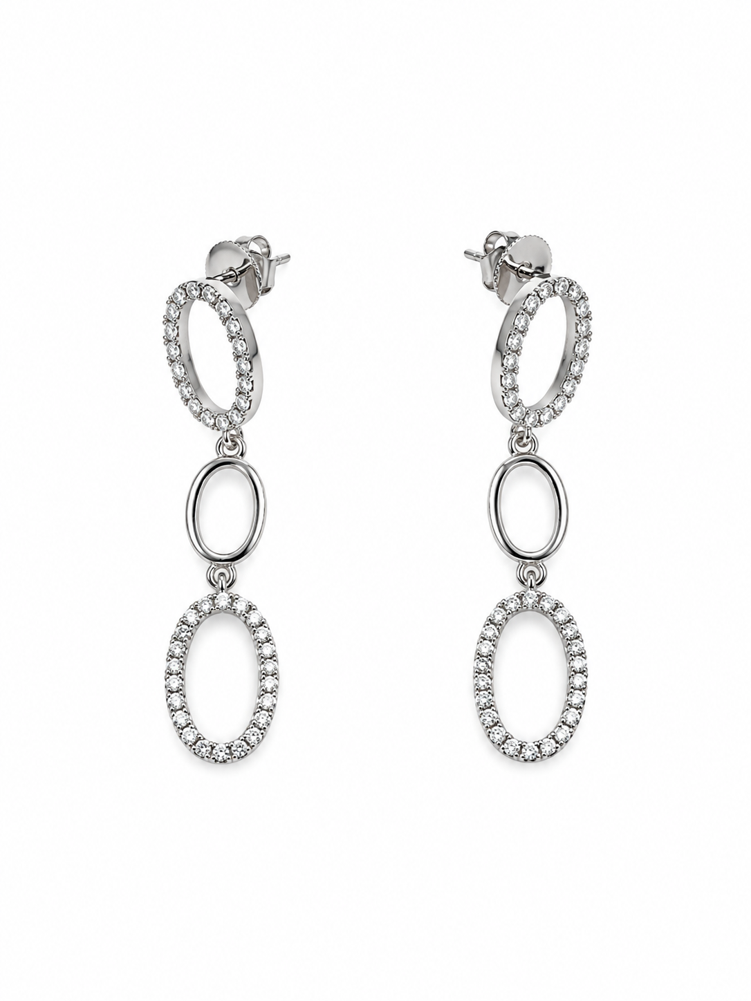 Bhavmayi Silver-Tone Crystal Link Necklace & Earrings Set