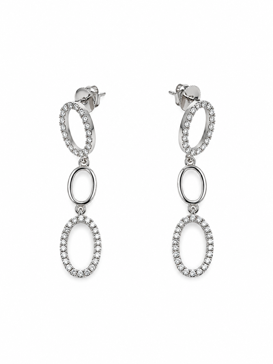Bhavmayi Silver-Tone Crystal Link Necklace & Earrings Set