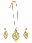 Bhavmayi Two-Tone Leaf Motif Teardrop Necklace & Earrings Set
