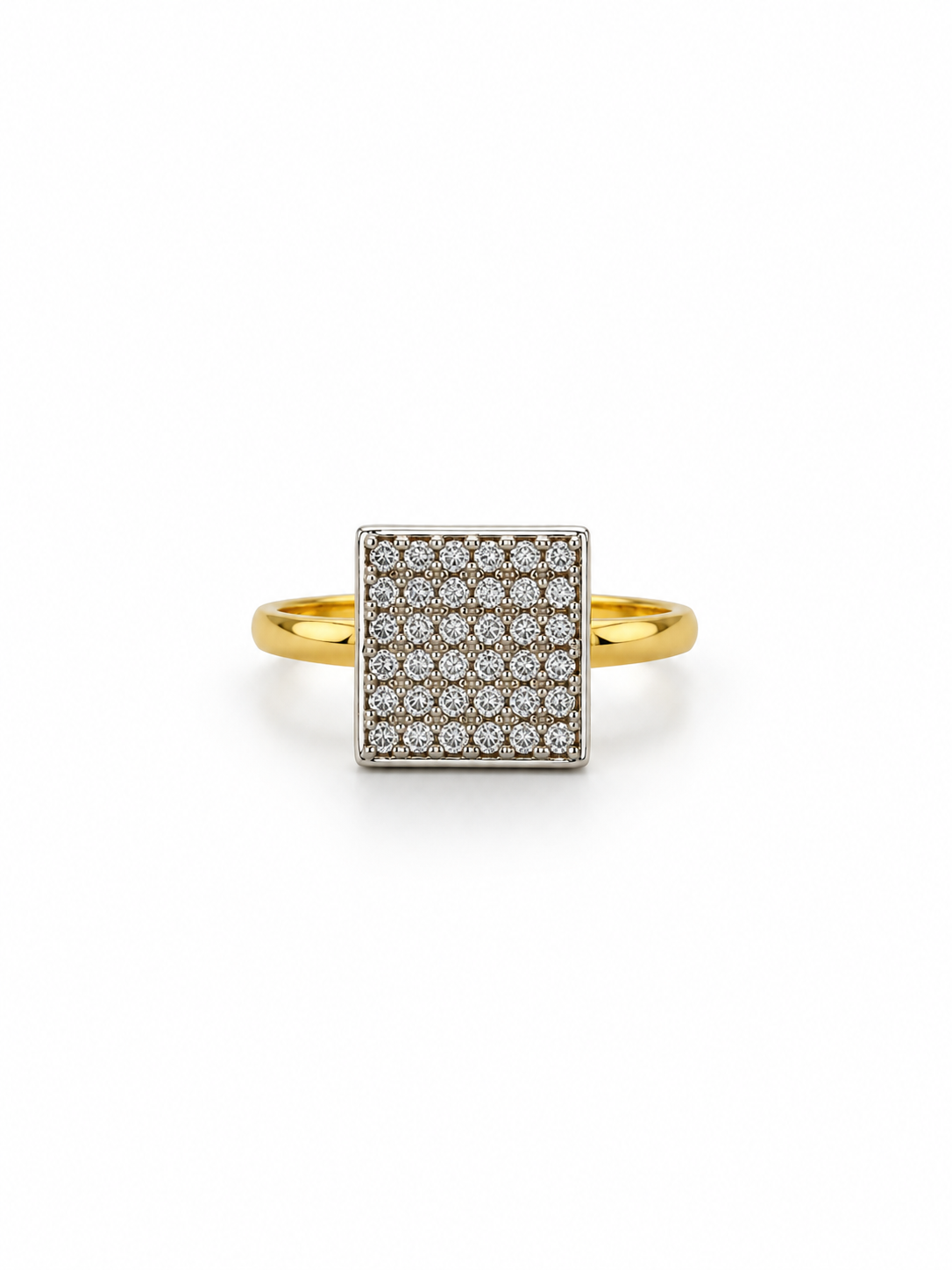 Bhavmayi Two-Tone Square Crystal Studded Statement Ring