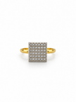 Bhavmayi Two-Tone Square Crystal Studded Statement Ring