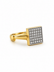 Bhavmayi Two-Tone Square Crystal Studded Statement Ring