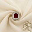 Bhavmayi Diamond Statement Gold Art Deco Oval Ring with Baguette and Pave Cushion Halo