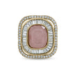 Bhavmayi Diamond Statement Gold Art Deco Oval Ring with Baguette and Pave Cushion Halo