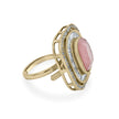 Bhavmayi Diamond Statement Gold Art Deco Oval Ring with Baguette and Pave Cushion Halo