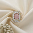 Bhavmayi Diamond Statement Gold Art Deco Oval Ring with Baguette and Pave Cushion Halo