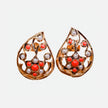 Bhavmayi Elegant 14K Gold Filigree Handmade Teardrop Studs with Coral & Pearl Accents