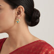 Bhavmayi Elegant 14K Gold Filigree Handmade Teardrop Studs with Coral & Pearl Accents