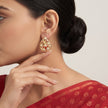 Bhavmayi Elegant 14K Gold Filigree Handmade Teardrop Studs with Coral & Pearl Accents