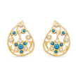 Bhavmayi Elegant 14K Gold Filigree Handmade Teardrop Studs with Coral & Pearl Accents
