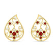 Bhavmayi Elegant 14K Gold Filigree Handmade Teardrop Studs with Coral & Pearl Accents