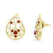 Bhavmayi Elegant 14K Gold Filigree Handmade Teardrop Studs with Coral & Pearl Accents