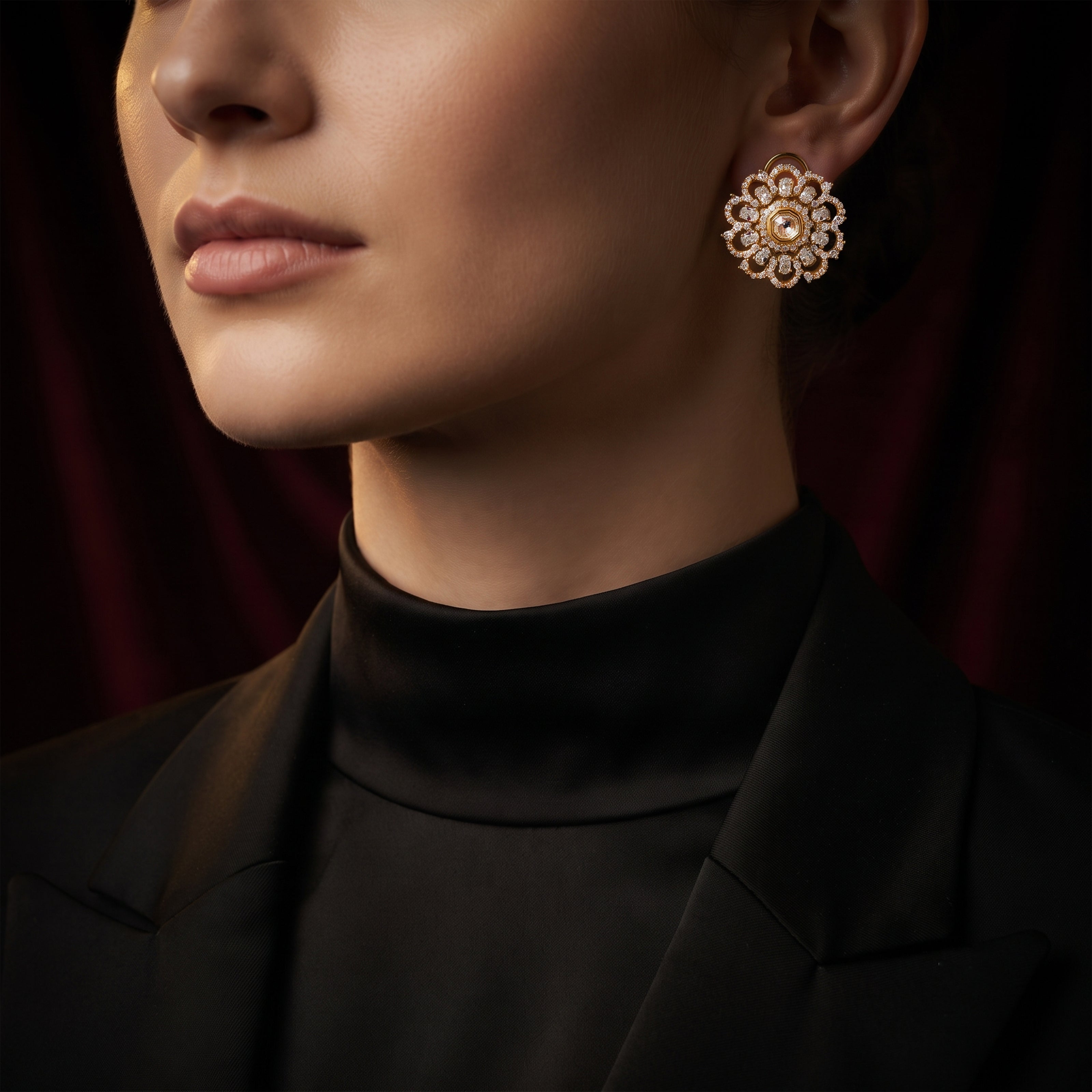 Floral Crystal Stud Earrings