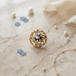 Bhavmayi Gold Plated Traditional Circullar Pearl & Rubi Pink Gemstone Statement Jadau Ring