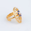 Bhavmayi Gold Plated Traditional Circullar Pearl & Rubi Pink Gemstone Statement Jadau Ring