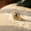 Bhavmayi Gold Plated Traditional Circullar Pearl & Rubi Pink Gemstone Statement Jadau Ring