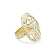 Bhavmayi Gold Plated Traditional Circullar Pearl & Rubi Pink Gemstone Statement Jadau Ring