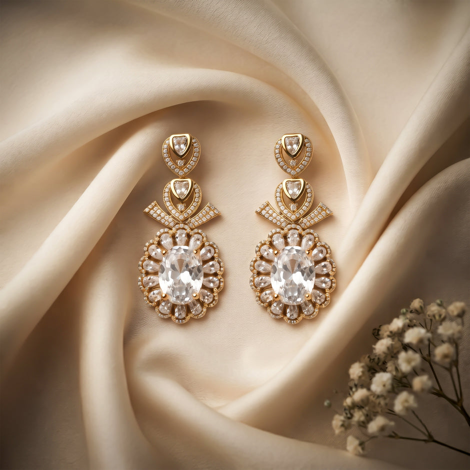 Halo Crystal Dangle Earrings