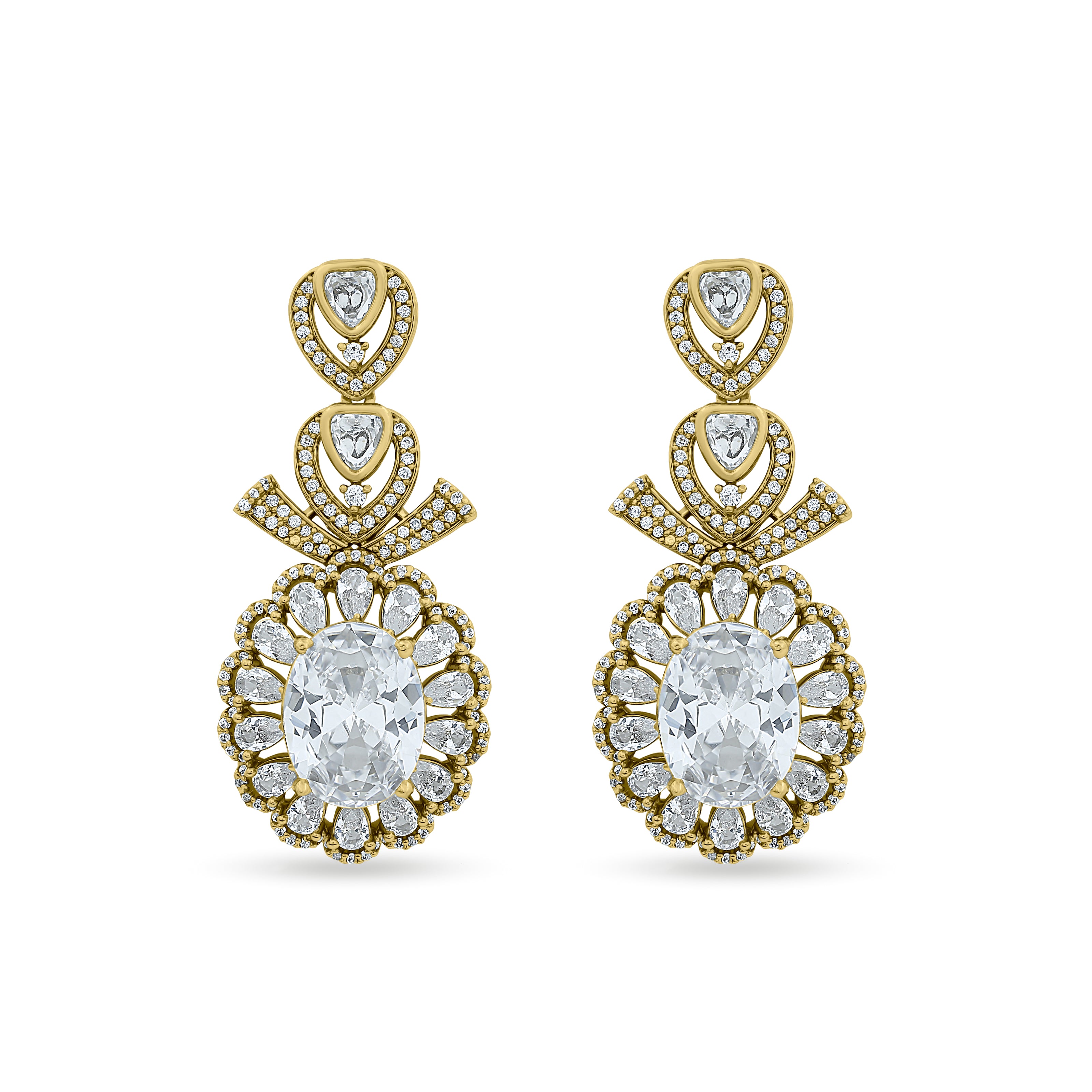 Oval Crystal Statement Earrings