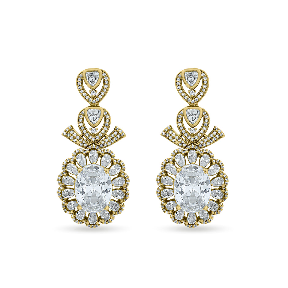 Oval Crystal Statement Earrings
