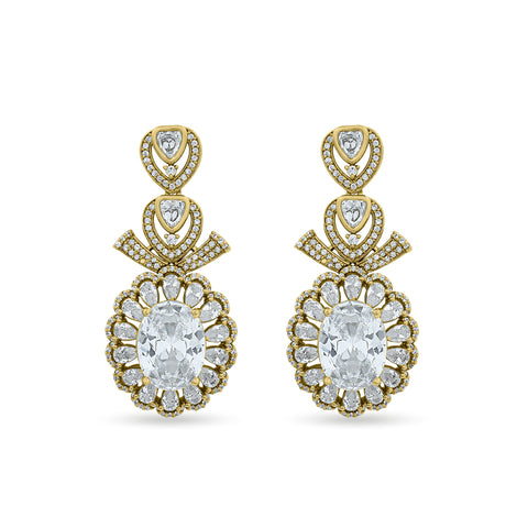 Oval Crystal Statement Earrings