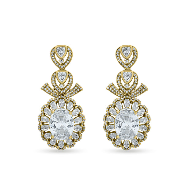 Oval Crystal Statement Earrings