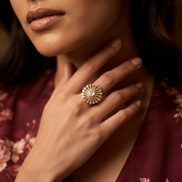 Sunburst Crystal Cocktail Ring