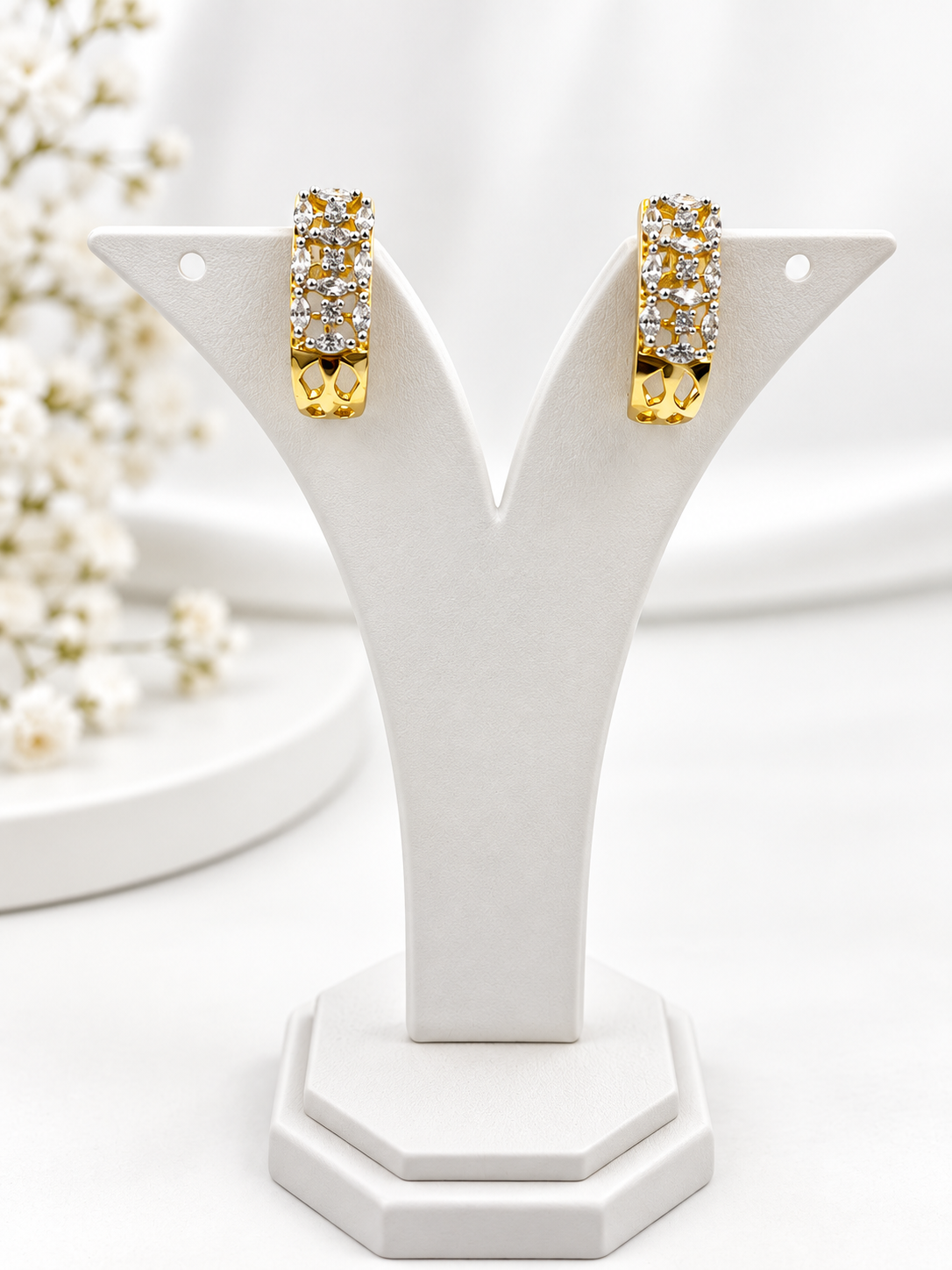 Elegant Gold-Plated CZ Necklace & Earrings Set for Women