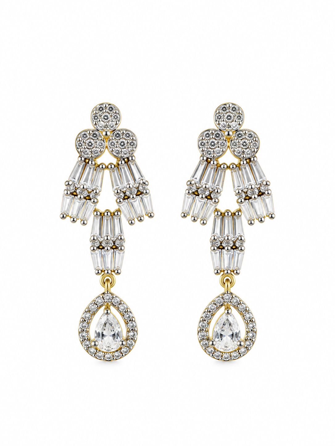 Elegant Gold-Plated CZ Necklace & Earrings Set for Women