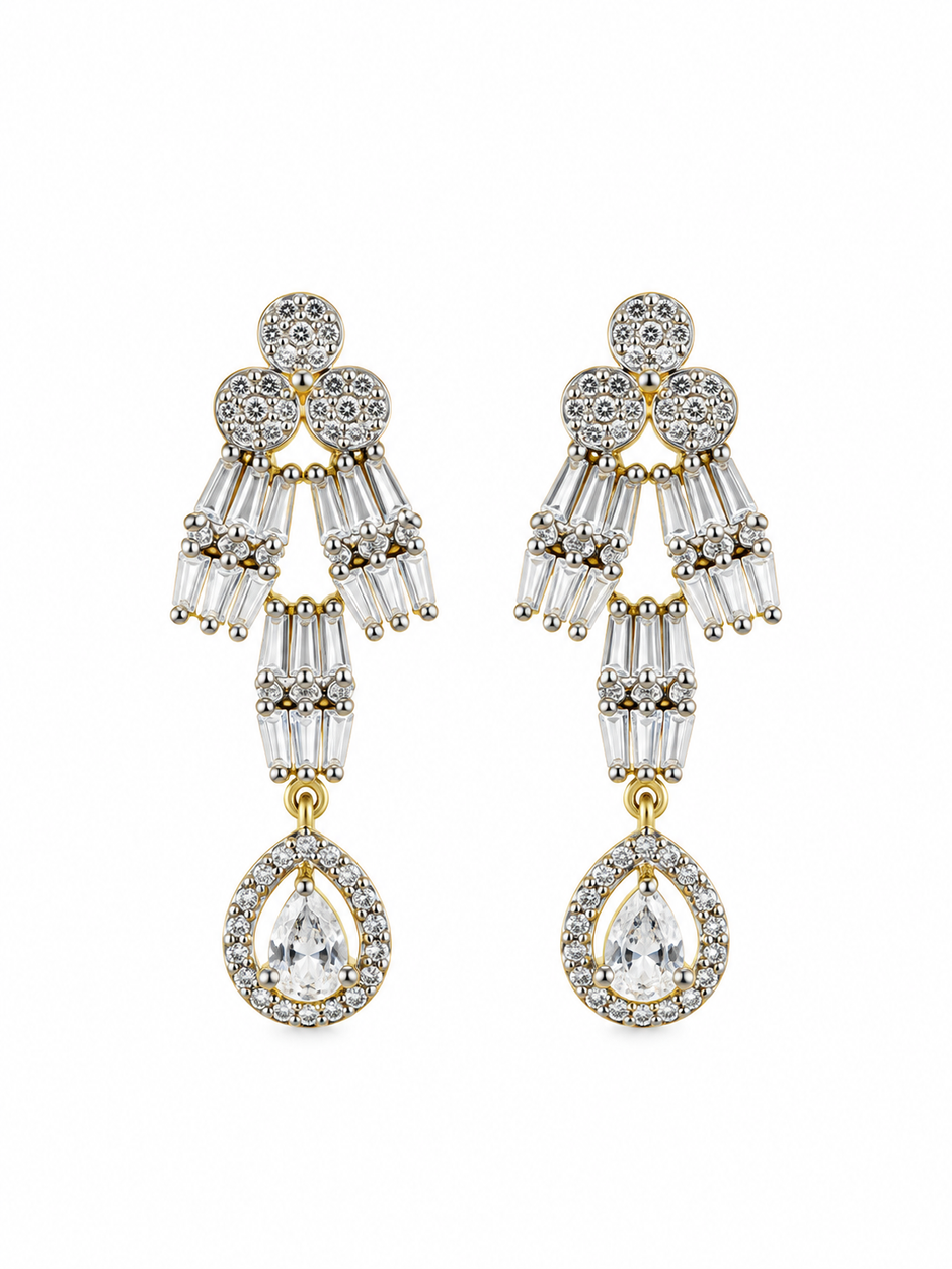 Elegant Gold-Plated CZ Necklace & Earrings Set for Women