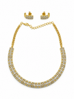 Elegant Gold-Plated CZ Necklace & Earrings Set for Women