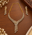 Elegant Gold-Tone Crystal Necklace & Earrings Set for Women