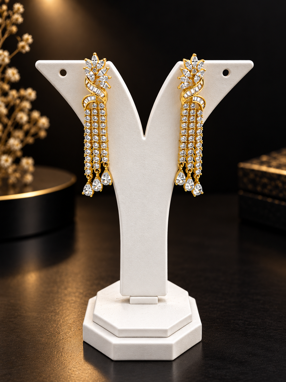 Elegant Gold-Tone Crystal Necklace & Earrings Set for Women